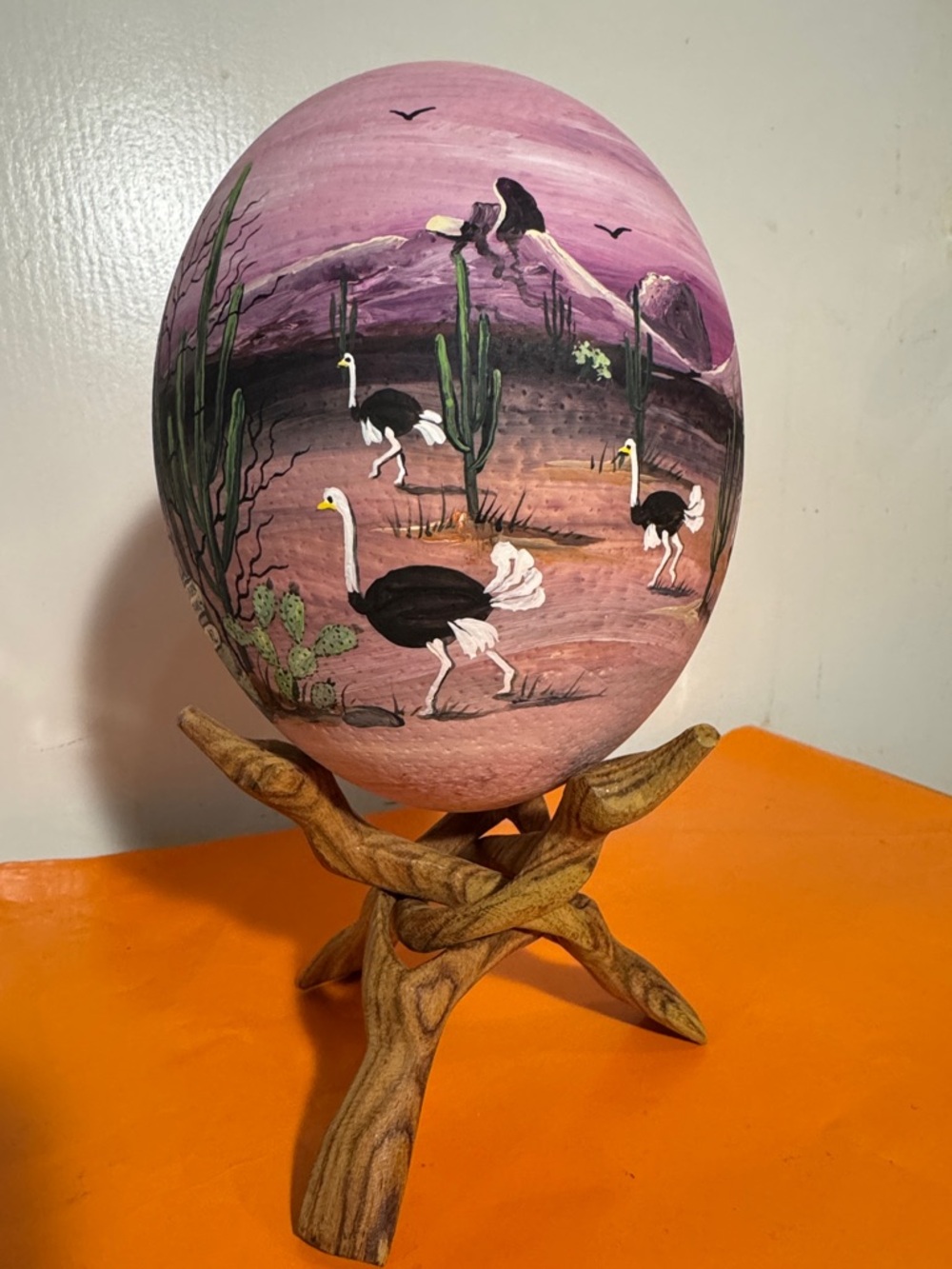 Hand-Painted Desert Ostrich Egg